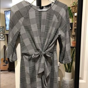 plaid faux wrap dress
